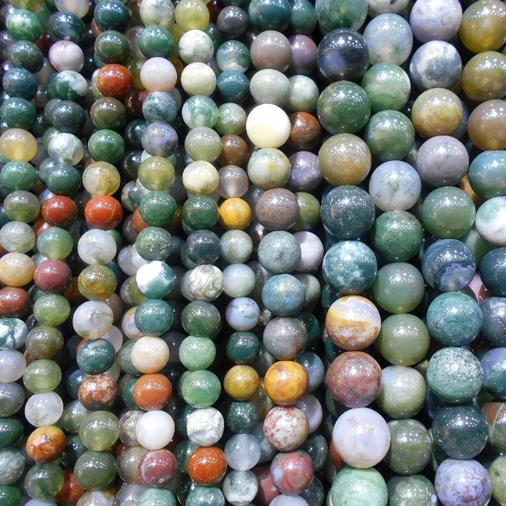 

Natural Stone Indian Agates 4 6 8 10 12mm Green Gemstone Beads for Needlework Jewelry Making Handmade Accessories DIY 15''