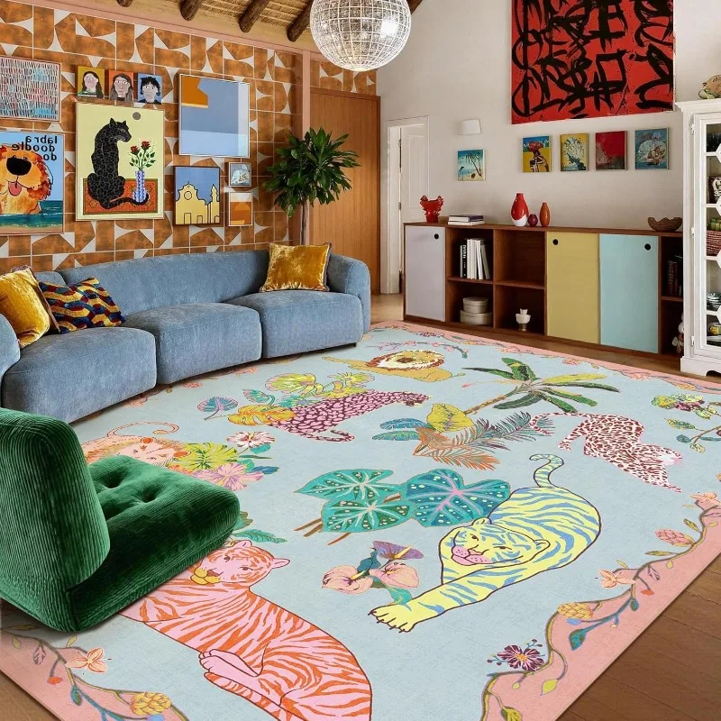 Lion Animal Print Living Room Carpet Large Area Sofa Rugoldable Machine Washable Bedroom Bedside Non-slip Soft Floor Mat Ковер - view 2