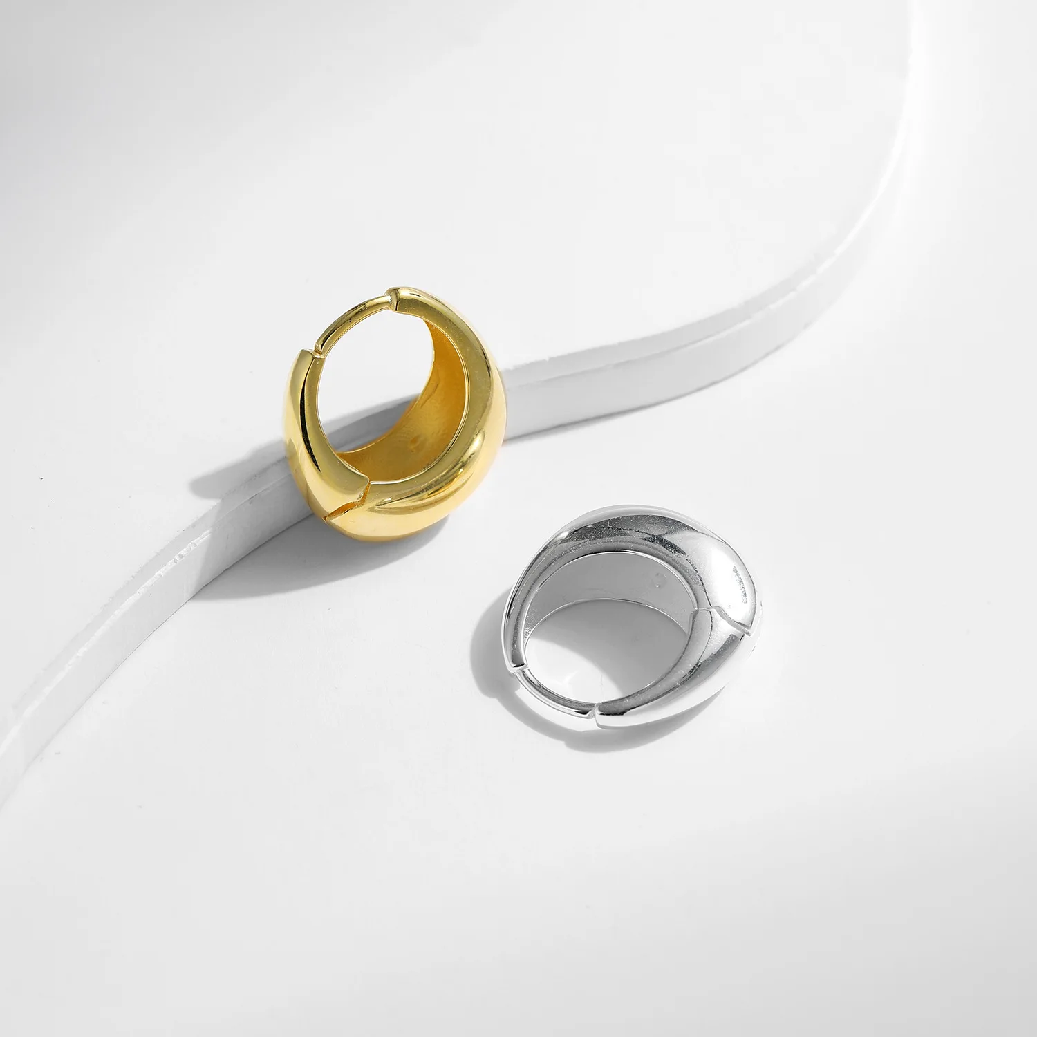 100% 925 Sterling Silver Geometric Earrings for Women Girl Fashion Simple Smooth Design Jewelry Party Gift Dropshipping