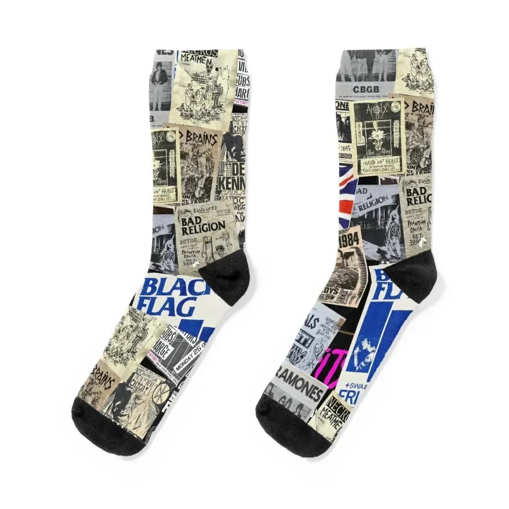 

Punk Rock Vintage Poster Collage Collection Socks sports stockings cycling Antiskid soccer essential Socks Women Men's