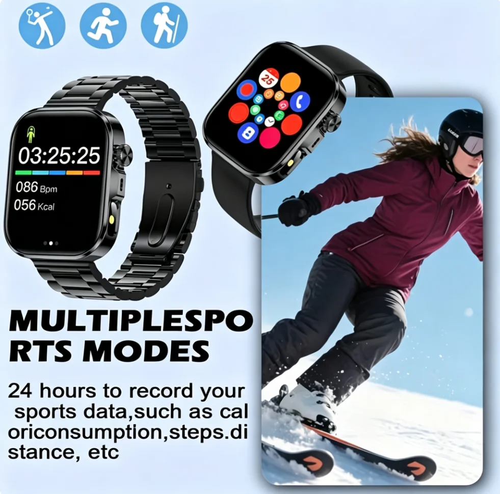 New Hd-Smart Sports Call Bracelet, 2.01-Inch Full Touch Screen Display, Answering Calls, Smart Watch, Information Reminder, Smart Bracelet, Compatible with Android And Iphone, USB Charging, Women'S/Men'S Personal Items, Friend Gifts, Birthday Gifts