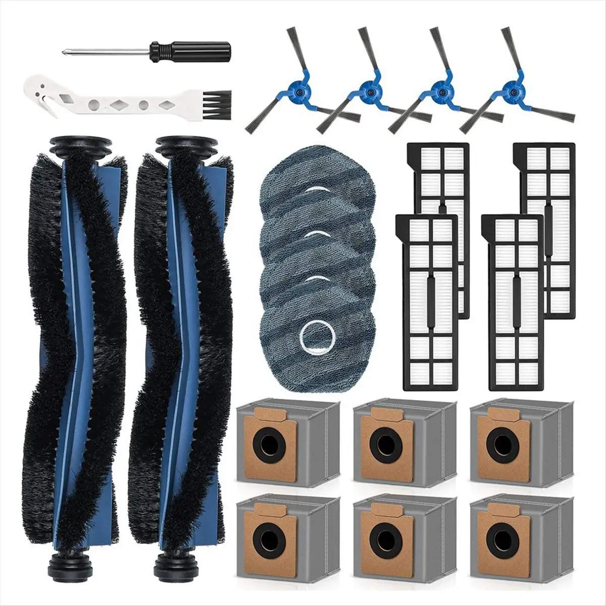 

Комплект аксессуаров A51U (22 шт.) для робота-пылесоса Eufy X10 Pro Omni: щетки, фильтры, насадки для влажной уборки, мешки для сбора пыли и инструменты