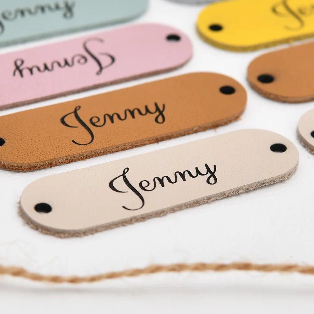 

Personalized Labels, Genuine Leather , Leather Tags , Custom Crochet Labels, Laser Engraved, For Handmade Items, D505