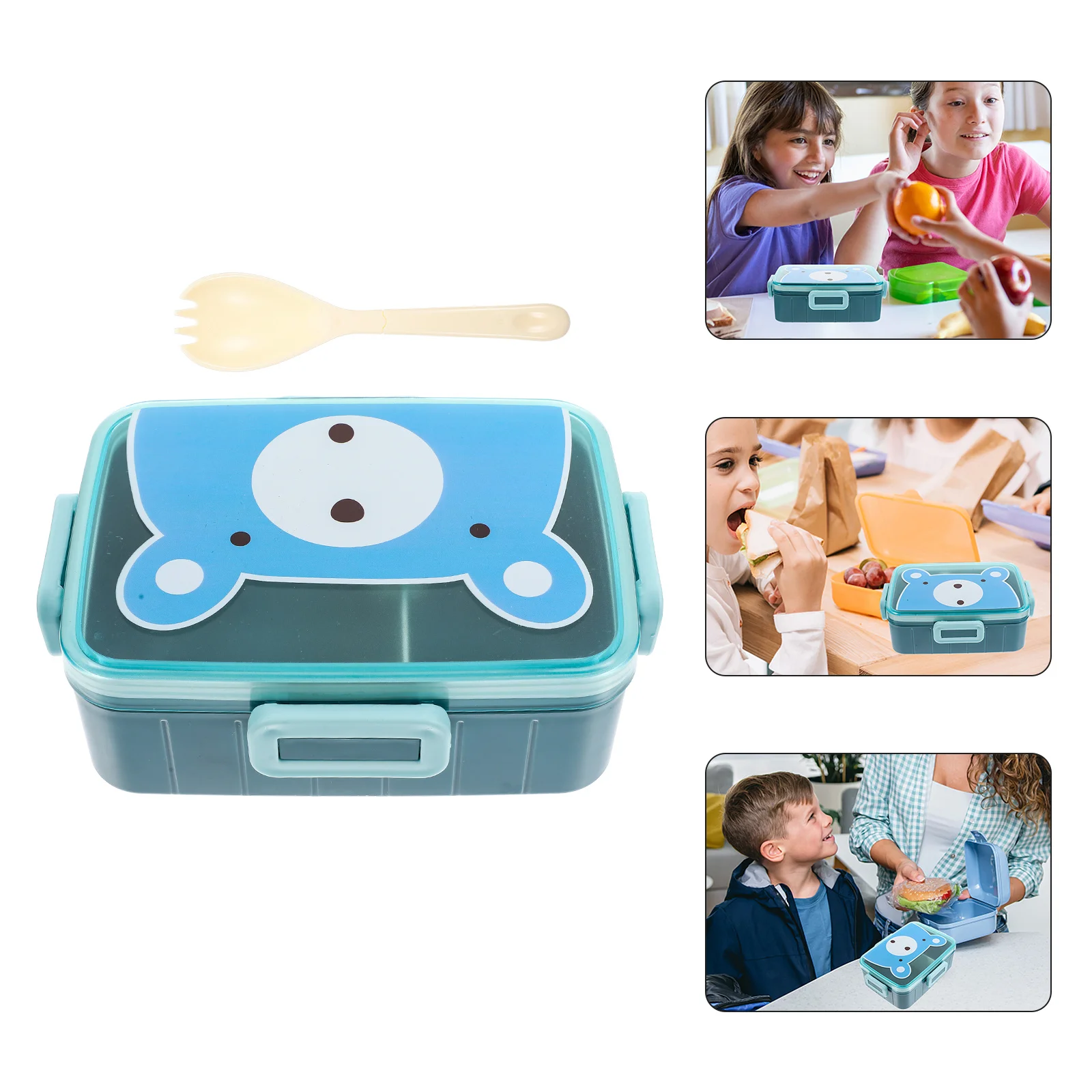 

Kids Bento Box Plastic Lunch Box Leak Proof Large Capacity Cartoon Pattern Portable Food Container for Children
