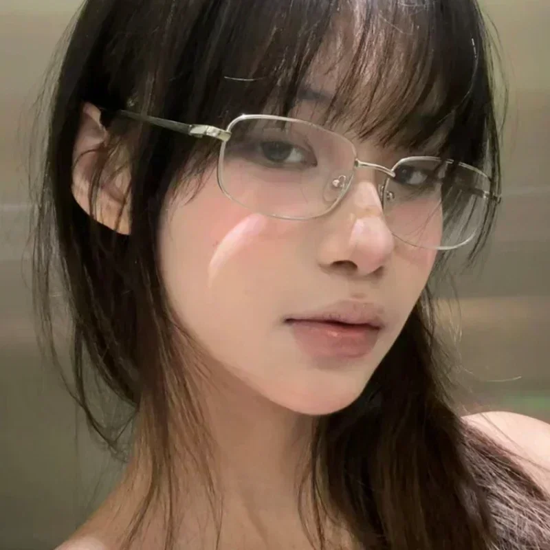 2024 Y2K Women's Retro Small Square Frame Glasses Girls Japanese Harajuku Glass Eyewear Decorative Computer Anti-blue Eyeglasses