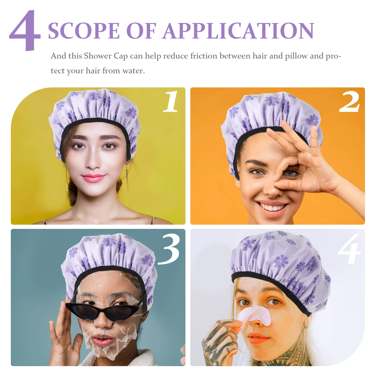 

4Pcs Water-Resistant Shower Hats Breathable Hair Protection Caps for Spa Salon and Home Use Shower Caps Hair Drying Hats