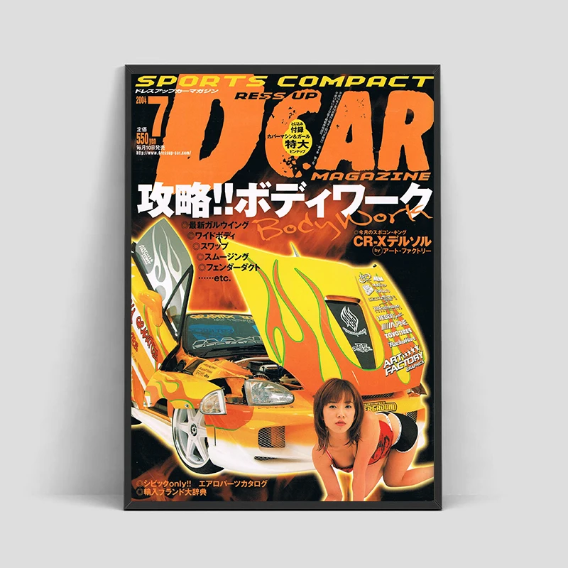 Japanese Cars GTR JDM Racing Magazine Cover Posters Pictures 80S Retro Wall Art for Room Living Canvas Painting Print Home Decor