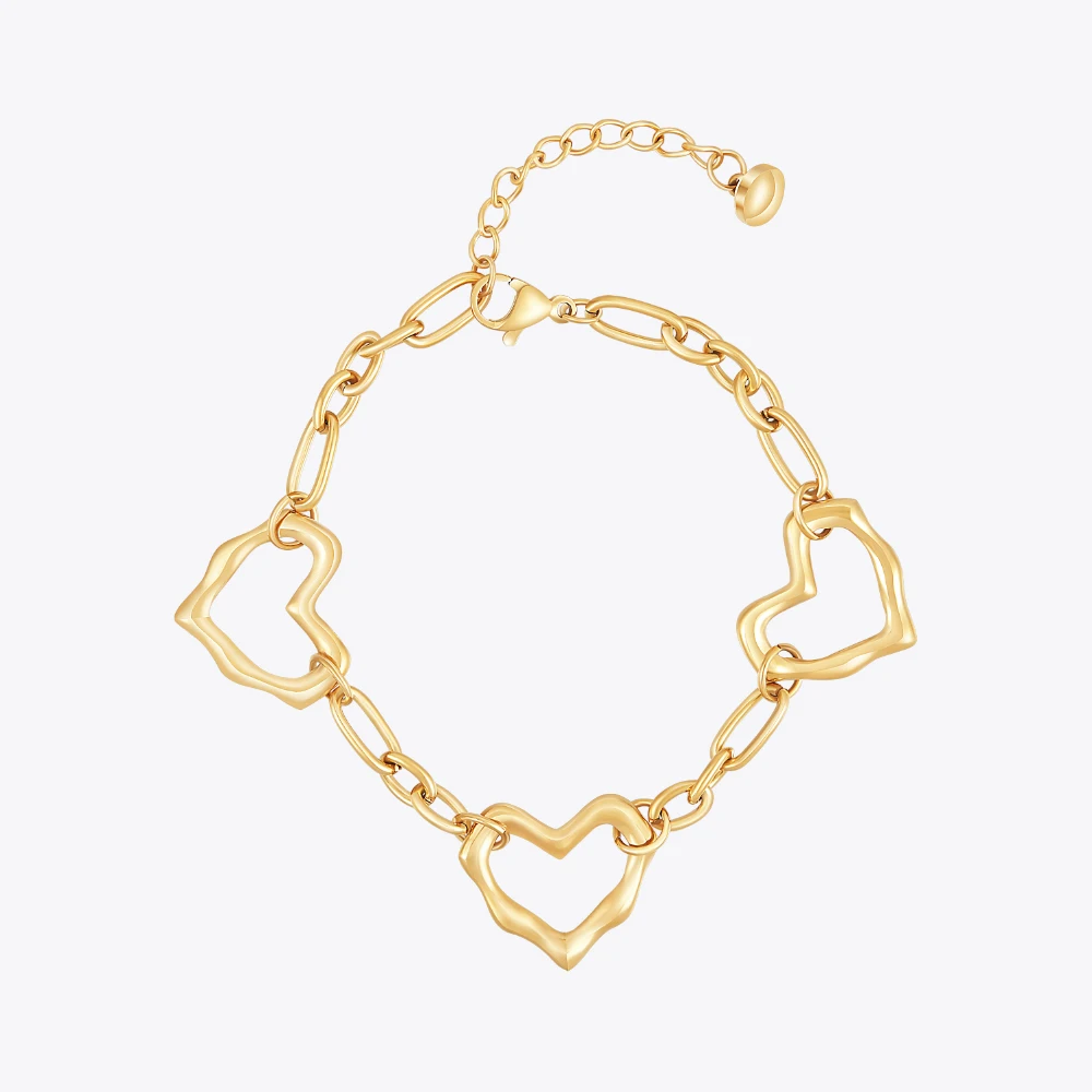 ENFASHION Pulseras Irregular Heart Bracelet For Women's Stainless Steel Fashion 18k Plated Simple Jewelry Trendy Office B242399