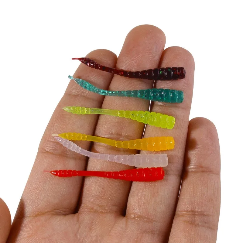 50pcs Smell Red Worm Soft Bait Lifelike Simulation Fishing Lure 45mm Artificial Shrimp Flavor Silicone Baits Bass Fishing Takcle
