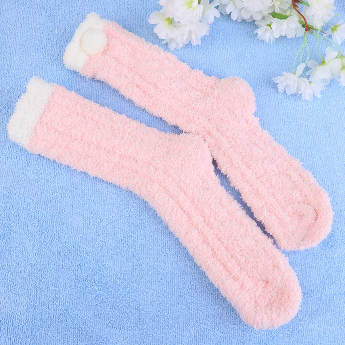 

1 Pair Coral Fleece Sleeping Comfortable Bed For Winter Cozy Winter Sleeping Socks Tube Socks For Women Men Pink Orange