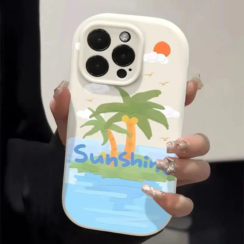 Summer beach Case For iPhone 11 Cases iPhone 15 12 13 14 16 Pro Max X XR XS Max 14 15 Plus 16Pro iPhone16 Wheat Shockproof Cover