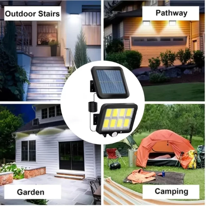 2/4PCS 160COB Solar Lichter Außen Motion Sensor Solar Sicherheit Lichter 3 Modi Wasserdichte Solar Straße Lichter für Terrasse Garten