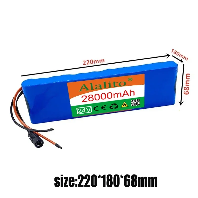 24V 28000mAh 6S2P 18650 Lithium Battery Pack 25.2V 28000mAh With BMS For Electric Bicycle Moped + 2A Batteries Charger