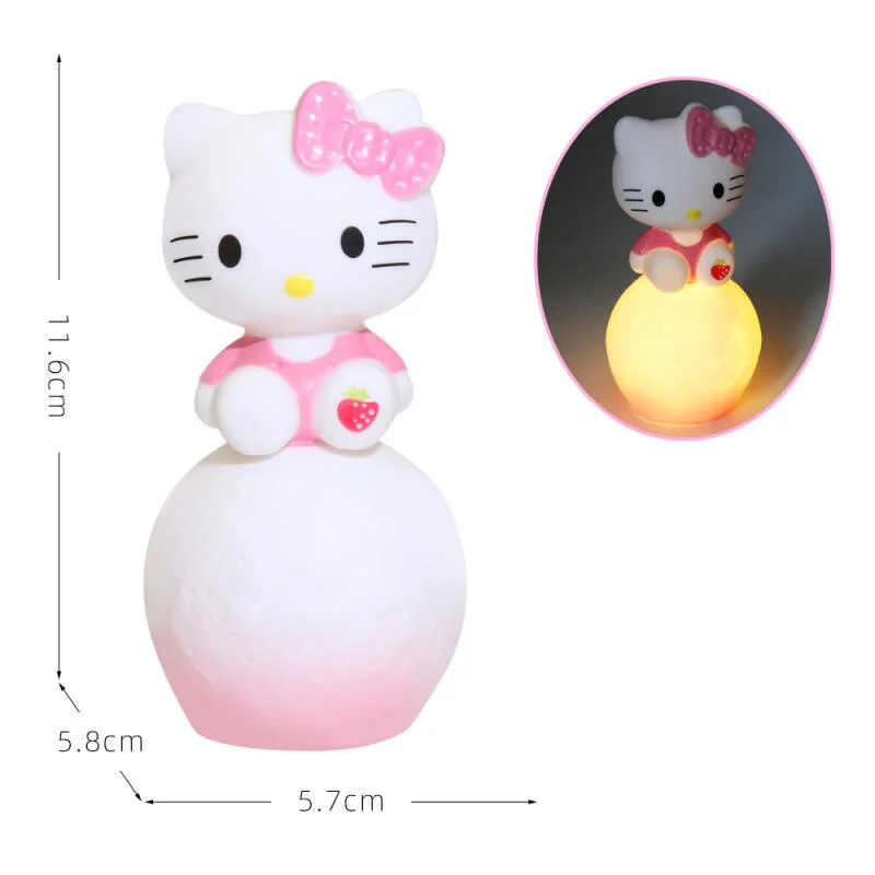 Lampka nocna Sanrio Kawaii Hello Kitty Kuromi Cinnamoroll figurki Anime świecąca lampa oświetlenie do sypialni dekoracja pokoju zabawki dla dzieci