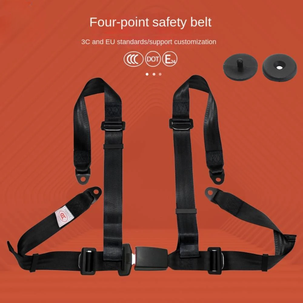 Universal 4 Point Smple Safety Belt Competition Snap-In Seat Belt Racing Safety Belt Seat Harness with SeatBelt Clip Button