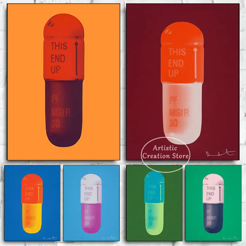 Póster de arte Pop de Freddie Hirst, pastilla de cápsula colorida, Impresión de este final, lienzo de artista, pintura, imagen artística para decoración de estética de habitación