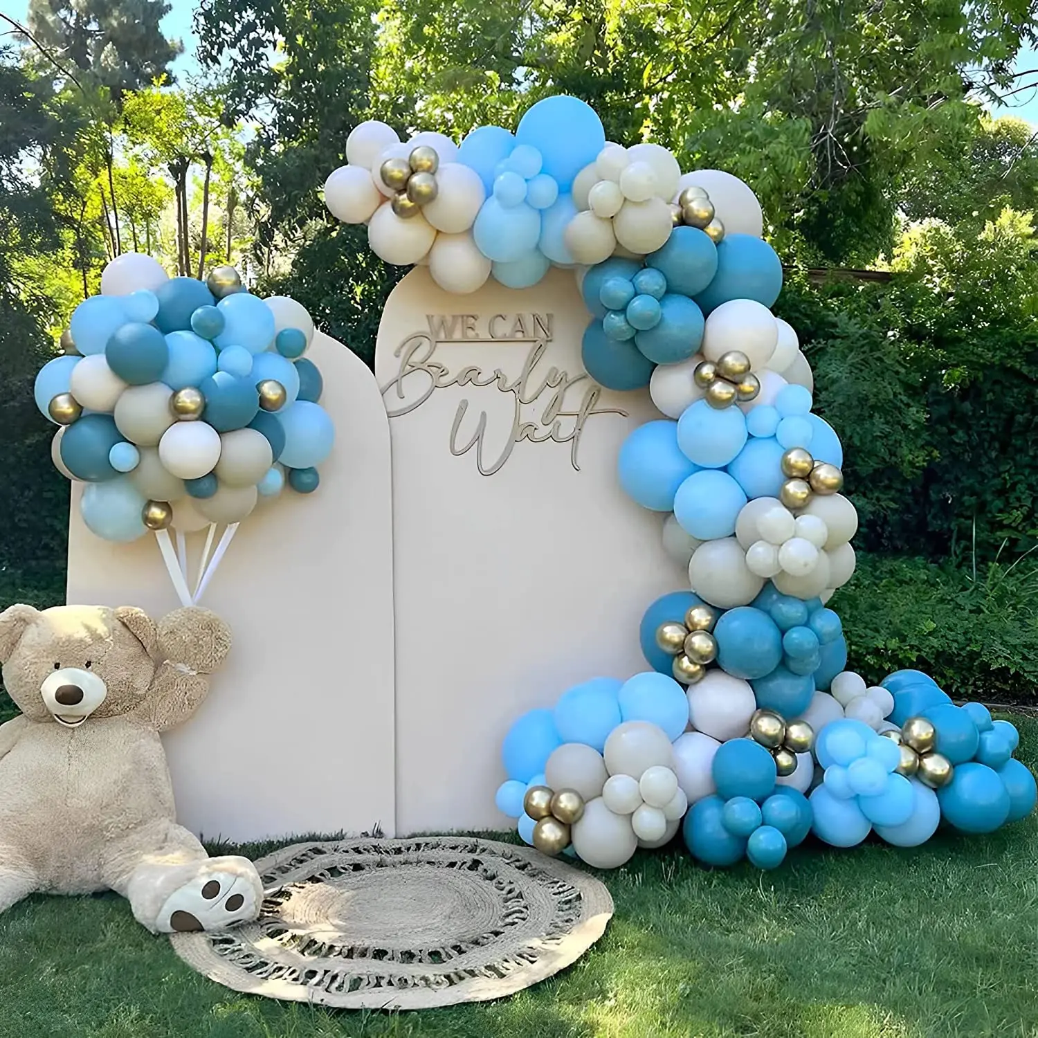 Dusty Blue White Balloon Garland Kit Pastel Light Arch Wedding Birthday Party Baby Shower Baptism Christening Party Decorations