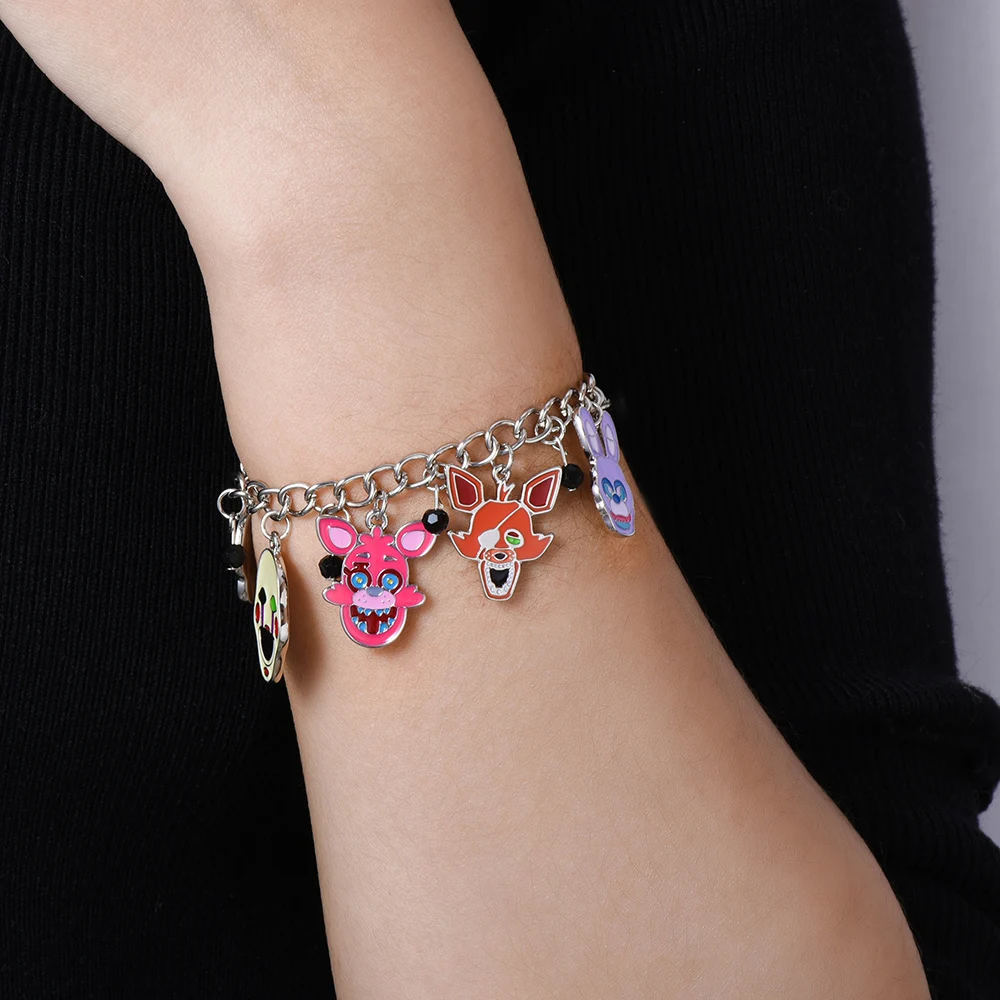 Vintage Silver Charm Bracelet with Multicolor Beads Mixed Pendants Boho Hippie Fashion Jewelry for Women Daily Party Accessory