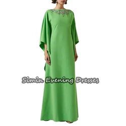 Simin Crepe A-line O-neck Beading Ruffle Prom Gown Simple Long Sleeves Arab Evening Elegant Party dresses for women 2024