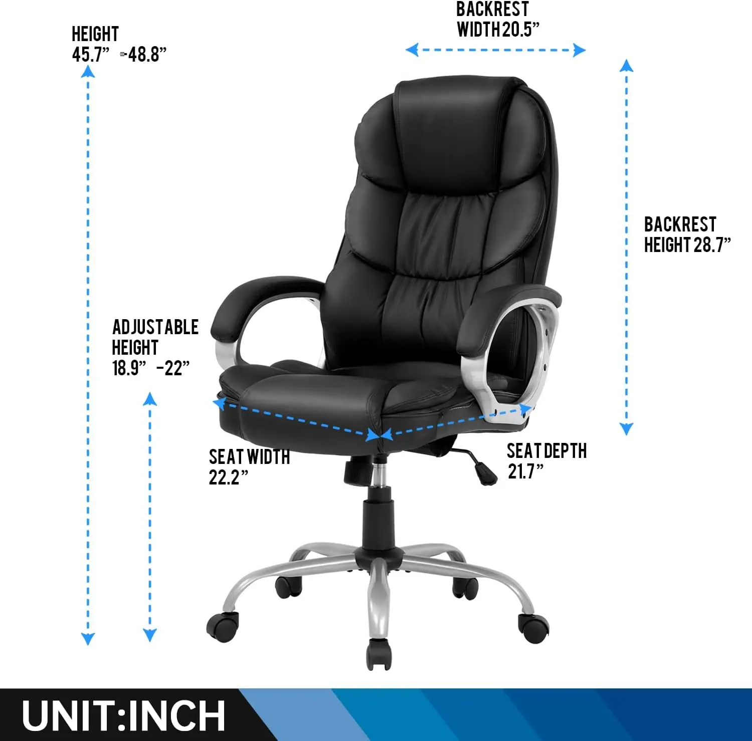 Office Chair Computer High Back Adjustable Ergonomic Desk Chair Executive PU Leather Swivel Task Chair