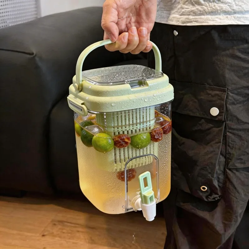 Cold water kettle Household water storage Cold bubble pot Beverage bucket Fruit tea bucket Large capacity with faucet Portable