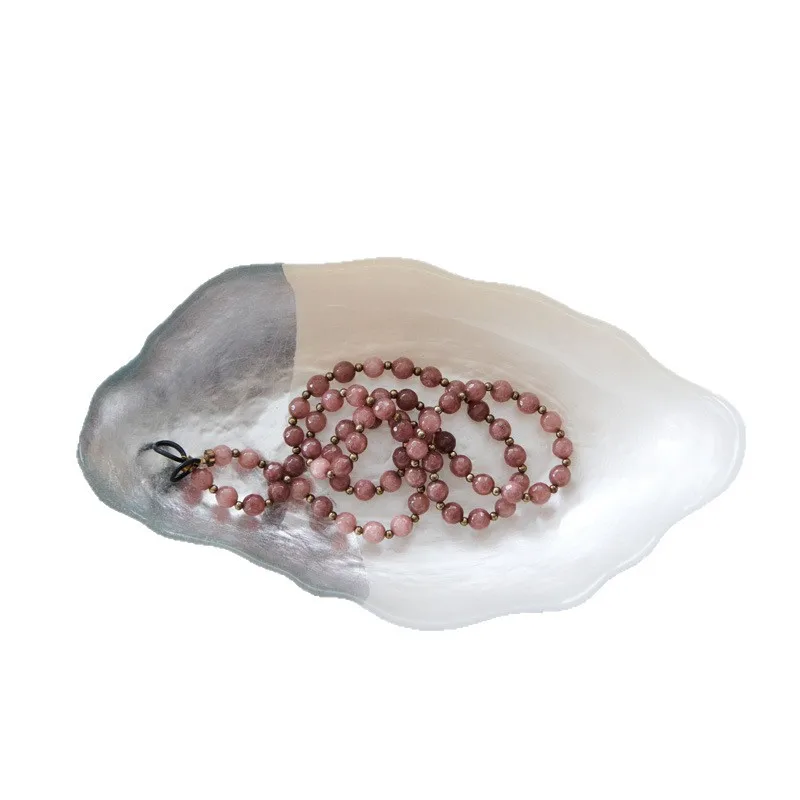 

High-end color pearlescent oval shell fruit plate, living room coffee table entrance jewelry plate storage plate ornament