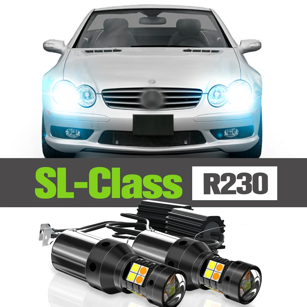 

2x LED Dual Mode Turn Signal+Daytime Running Light DRL Accessories Lamp For Mercedes-Benz SL-Class R230 2001-2008 2003 2004 2005