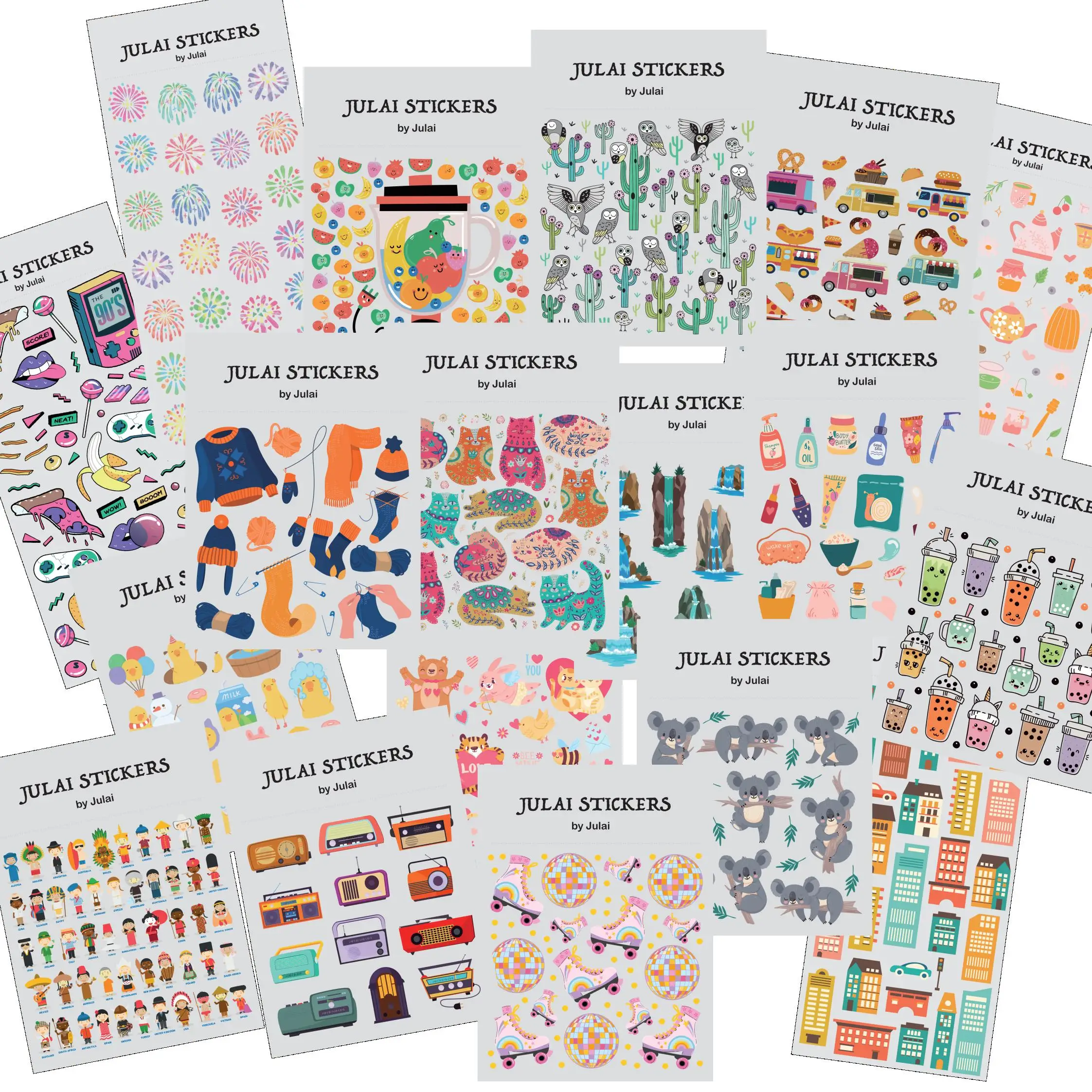 สีสันตกแต่ง Fairy World ผลไม้ Street อาหาร Urban City Diary DIY สติกเกอร์ตกแต่งสําหรับอัลบั้มสมุดบันทึกสมุดภาพ