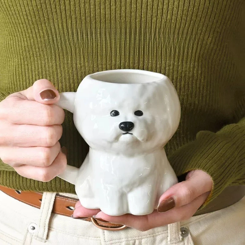 1 Pcs Ceramic Coffee Mug Cute Dog Shaped Animal Style Bone China Coffeeware Smoothie Beer Glass Birthday Gift Cup Dropshipping