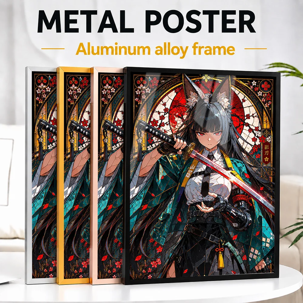 Miyabi Zenless Zone Zero Stained Glass Metal Poster With Aluminum Alloy Frame Personalized Hero Tribute Wall Art For Game Room