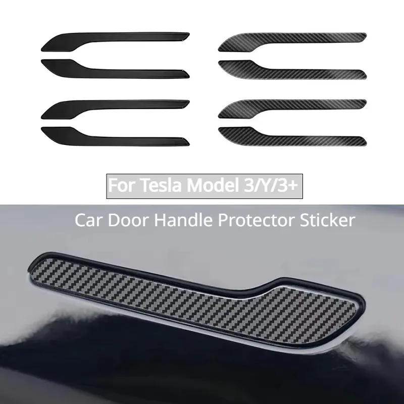 Türgriff-Schutzfolie für Tesla Model 3/Y/YL ModelY Juniper aus ABS-Material in Carbonfaser-Optik, Türgriff-Aufkleber-Abdeckung – Detail 1