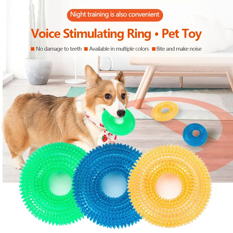 Dog Chewing Toy Interactive Vocalization Elastic Molar Tire Toys Cleaning Teeth Dogs Teething Stick Safe Pet Dog Accessories