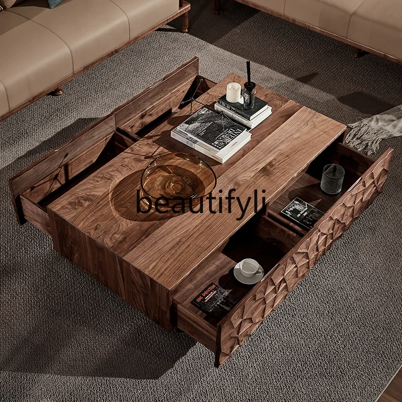 

North American black walnut coffee table Nordic Italian minimalist living room rectangular designer
