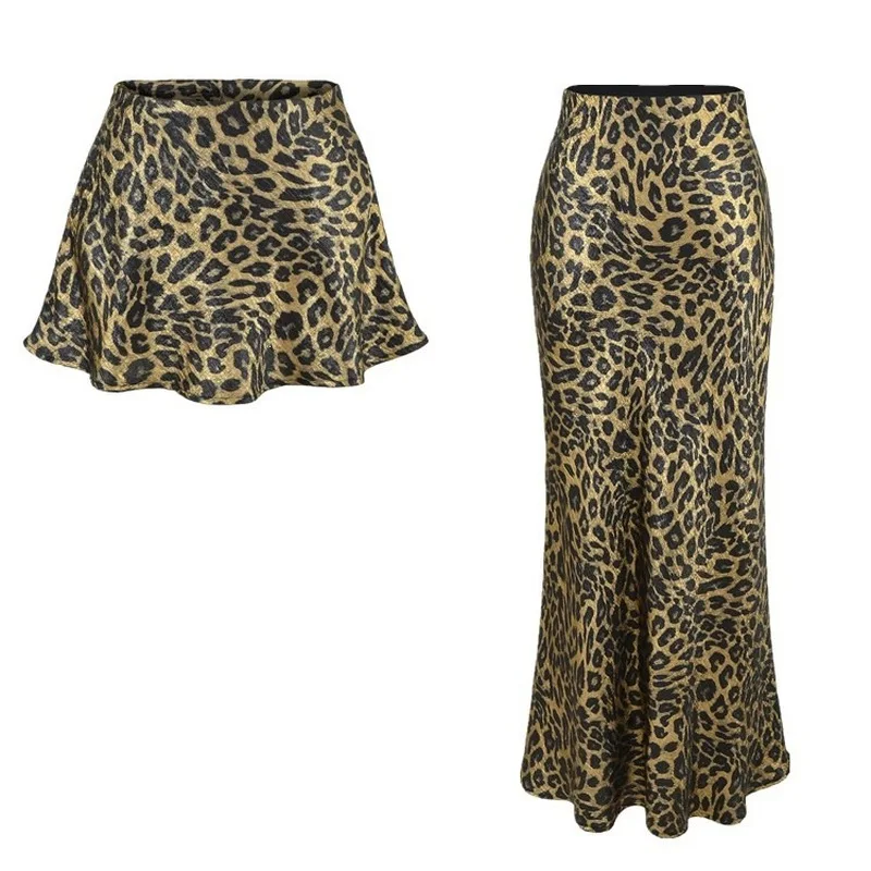 Women's Leopard Print American Style Y2K Skirts Low Waist Bodycon Wrap Skirt Trendy Streetwear Casual Party Club Wear Skirt