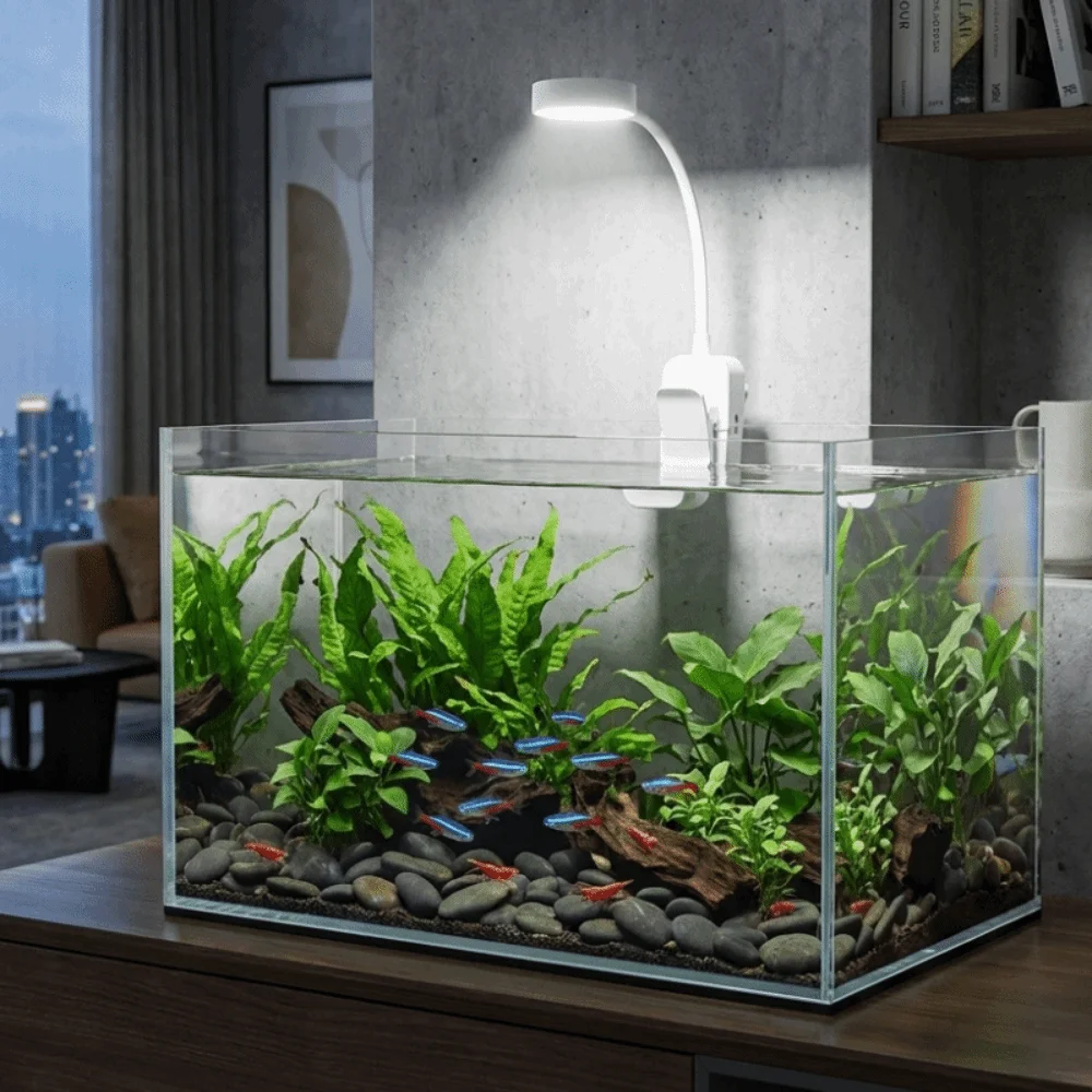 360° Rotatable Fish Tank Clip Lamp Flexible Stem Color-changing Aquarium Decorative Light Full Spectrum Landscape Clip Lamp