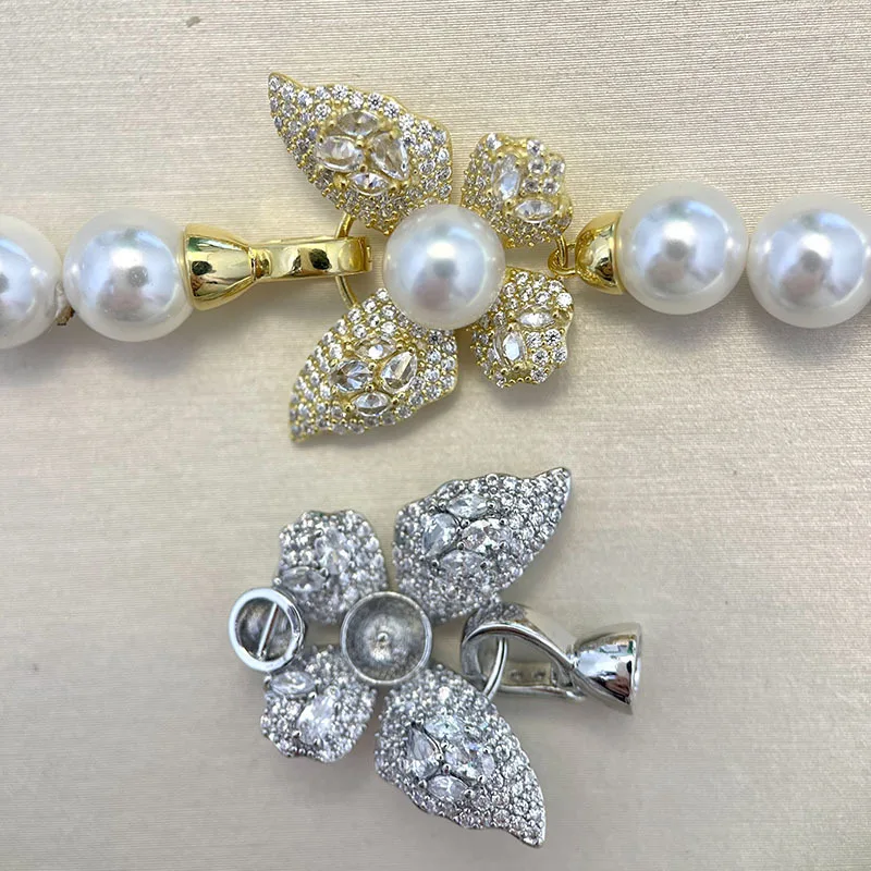 1pcs Gold-plated Copper Zirconia Butterfly Pearl-embellished DIY Necklace Bracelet Connector Jewelry Making Material Accessories