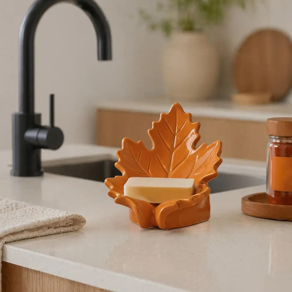 Resin Holder for Bathroom Maple Leaf Dish Simulated Maple Leaf Resin Dish Quick Drainage Laundry Holder Stylish Waterproof