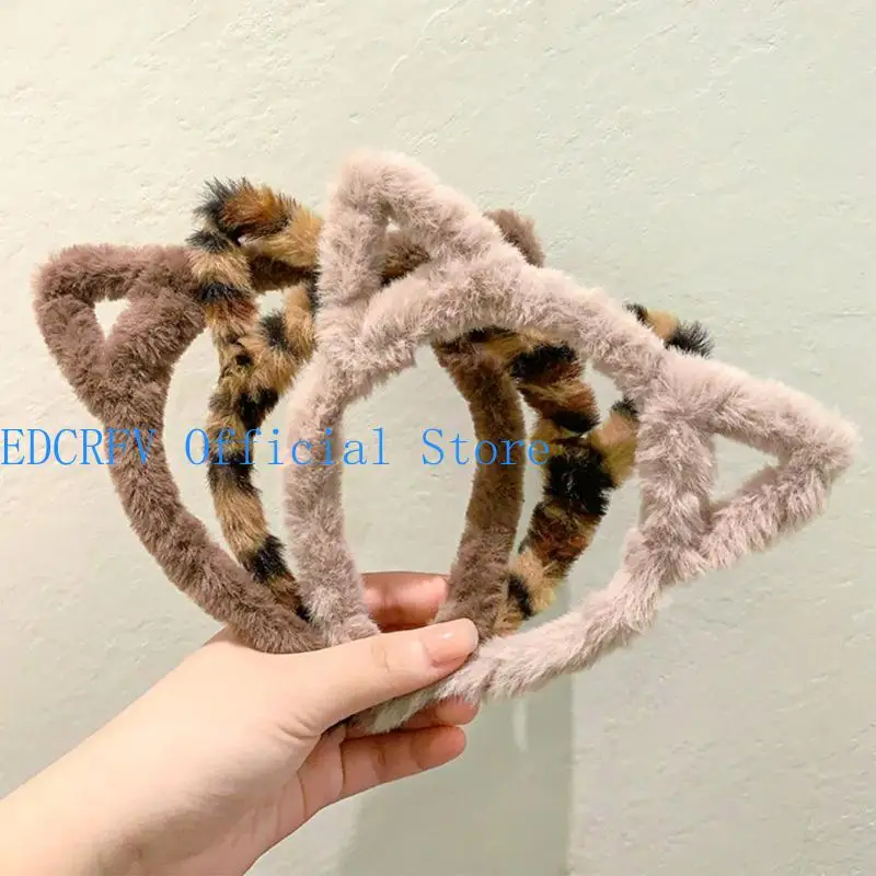 

652F Animal Ear Headband Show Sweet Hair Bands Furry Cats Ear Hairhoop for Girls Plush Headdress Lovely Photo Props