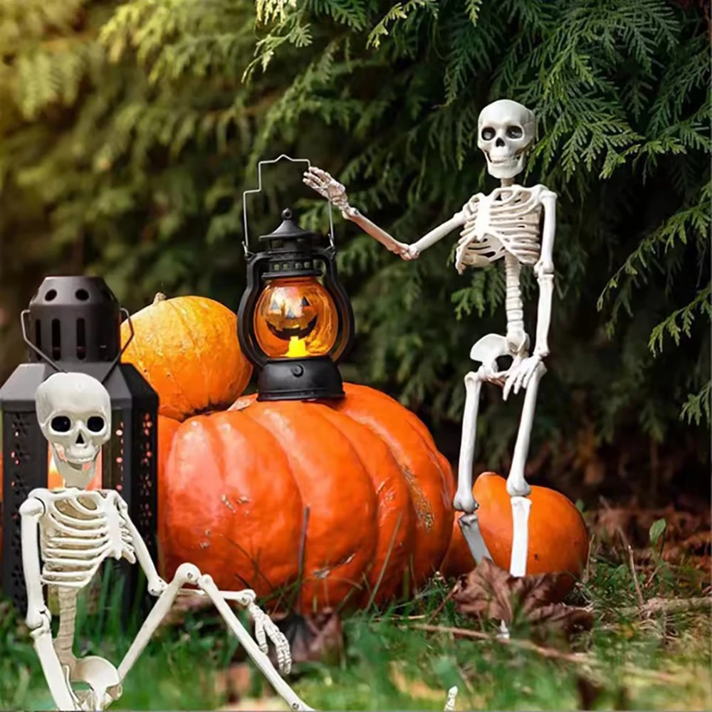 Ossa del corpo realistiche di Halloween Giunti mobili/posibili Simulazione Ornamento del cranio Tema del festival Decorazioni per feste a casa a grandezza naturale