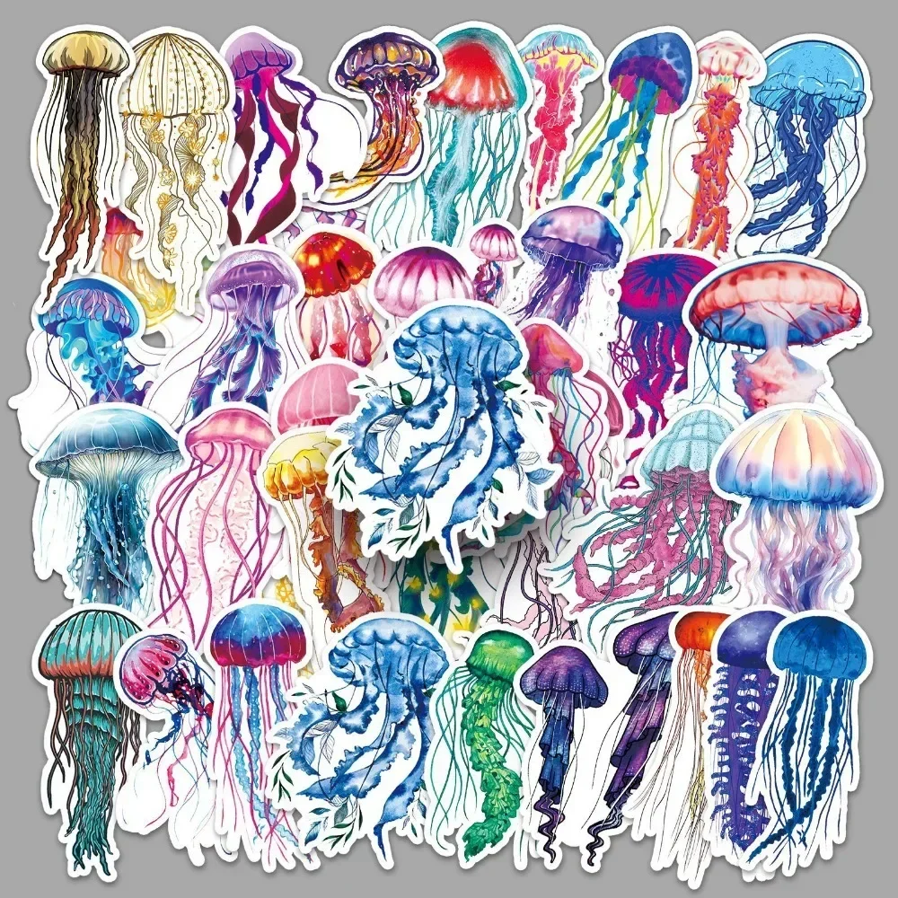 50Pcs Colorful Jellyfish Marine Life Cartoon Sticker DIY Phone Laptop Luggage Skateboard Graffiti Decals Classic Kids Funny Gift