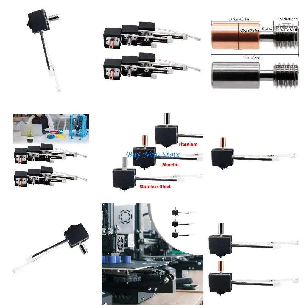 

20CE 3D Printer Hotend Print Head For Ender3 Heatbreak Heated Block Thermistor