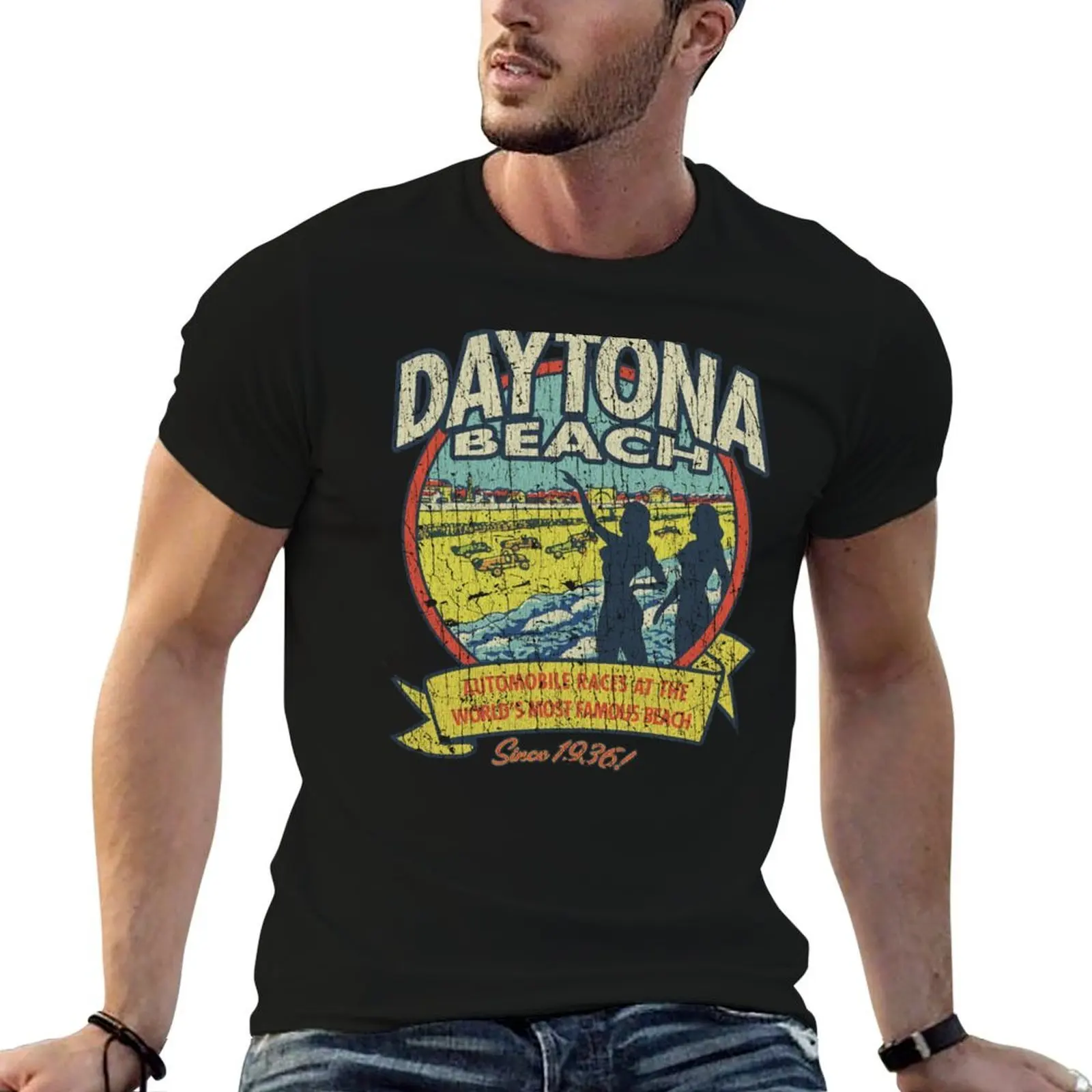 Camisa vintage Beach Races para hombre, camisas de lujo, camisetas para hombre, camiseta de automóvil, camiseta 1936 para gráfico de Daytona