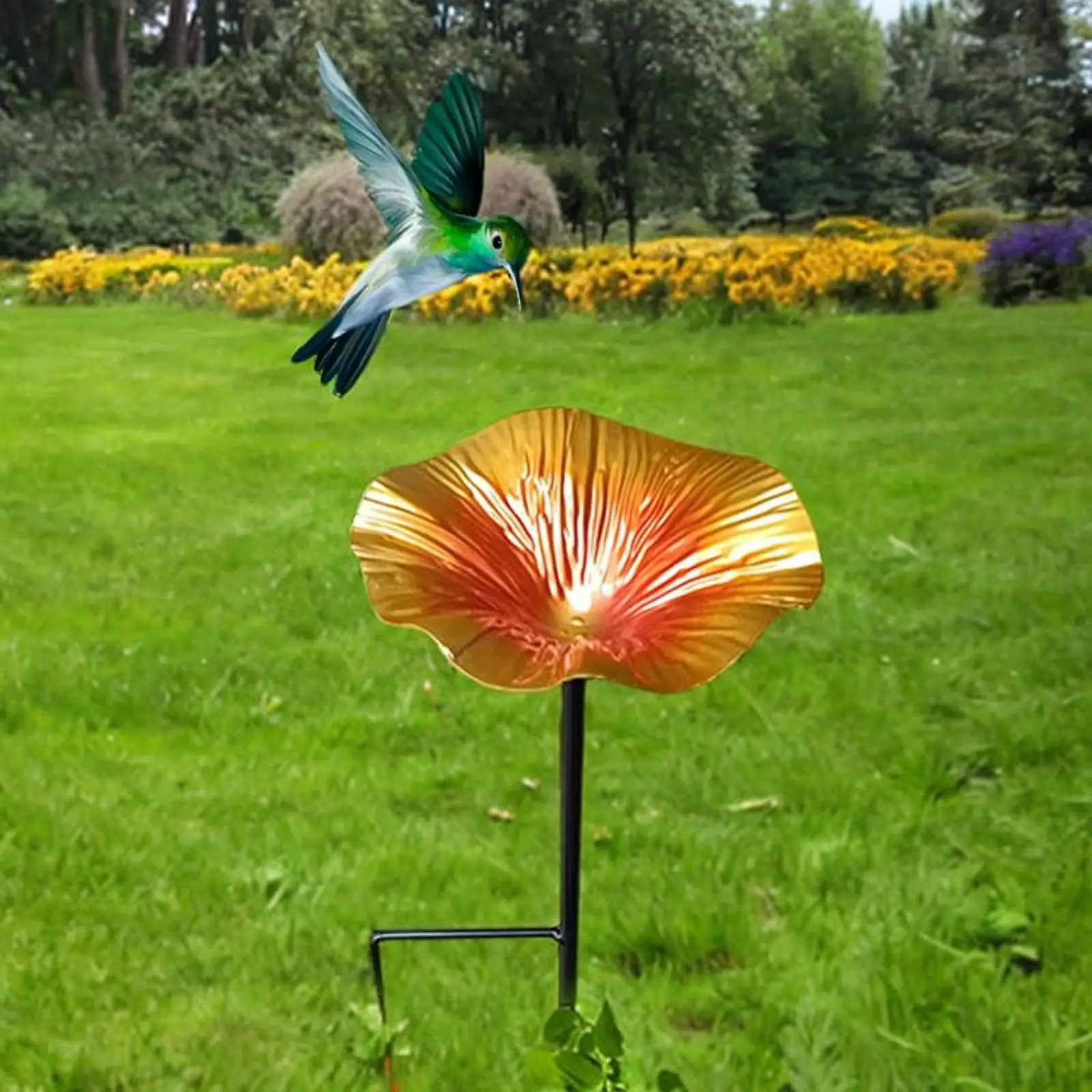 Garden Bird Bath with Detachable Pole And Ground Stake for Bird Feeders