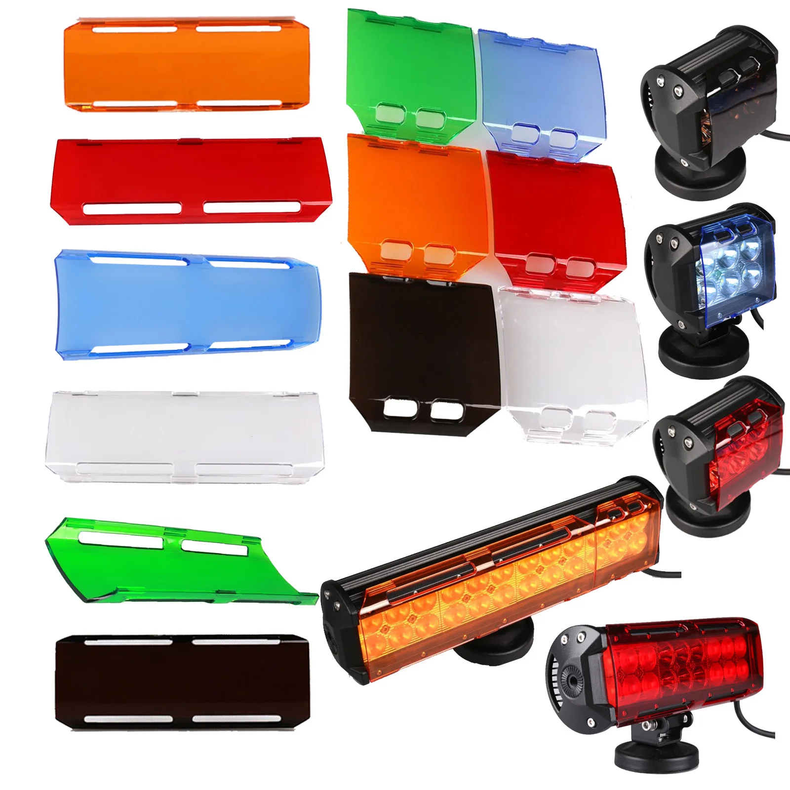 

4in/7inch Led Work Light Cover Dustproof Protective Amber Red Blue Green Clear Lens Cover for 4" or Above Off-road Led Light Bar