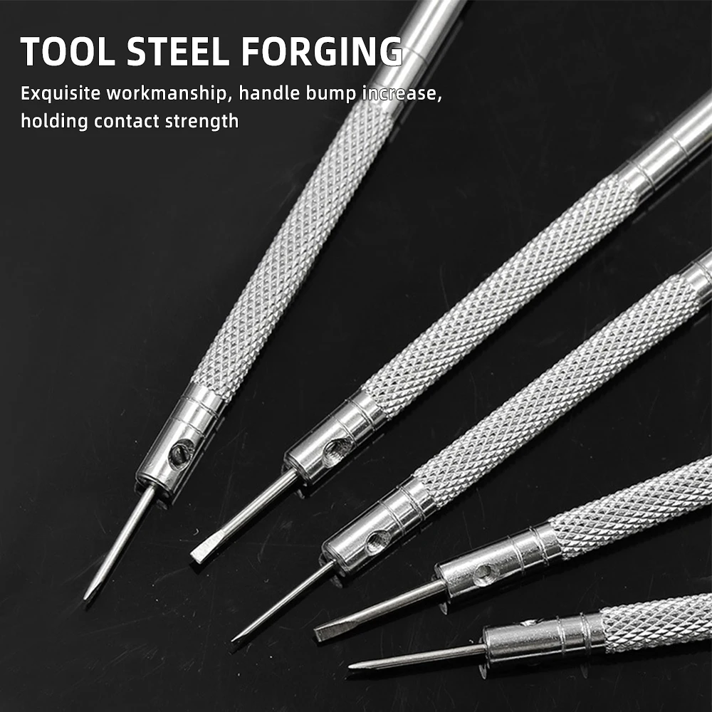 Silver Clock Watch Tools Parts Mini 5 PCS Tone Screwdriver Set for Watch Repair Tool Kit Band Link Pin Remover Screwdrivers