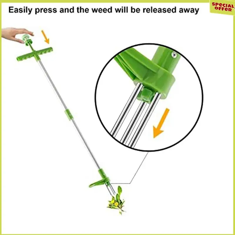 

A34R Weed Puller Tool Manual Weeding Tool + Long Handle Stand Up Heavy Duty Garden Weeding Tool For Garden
