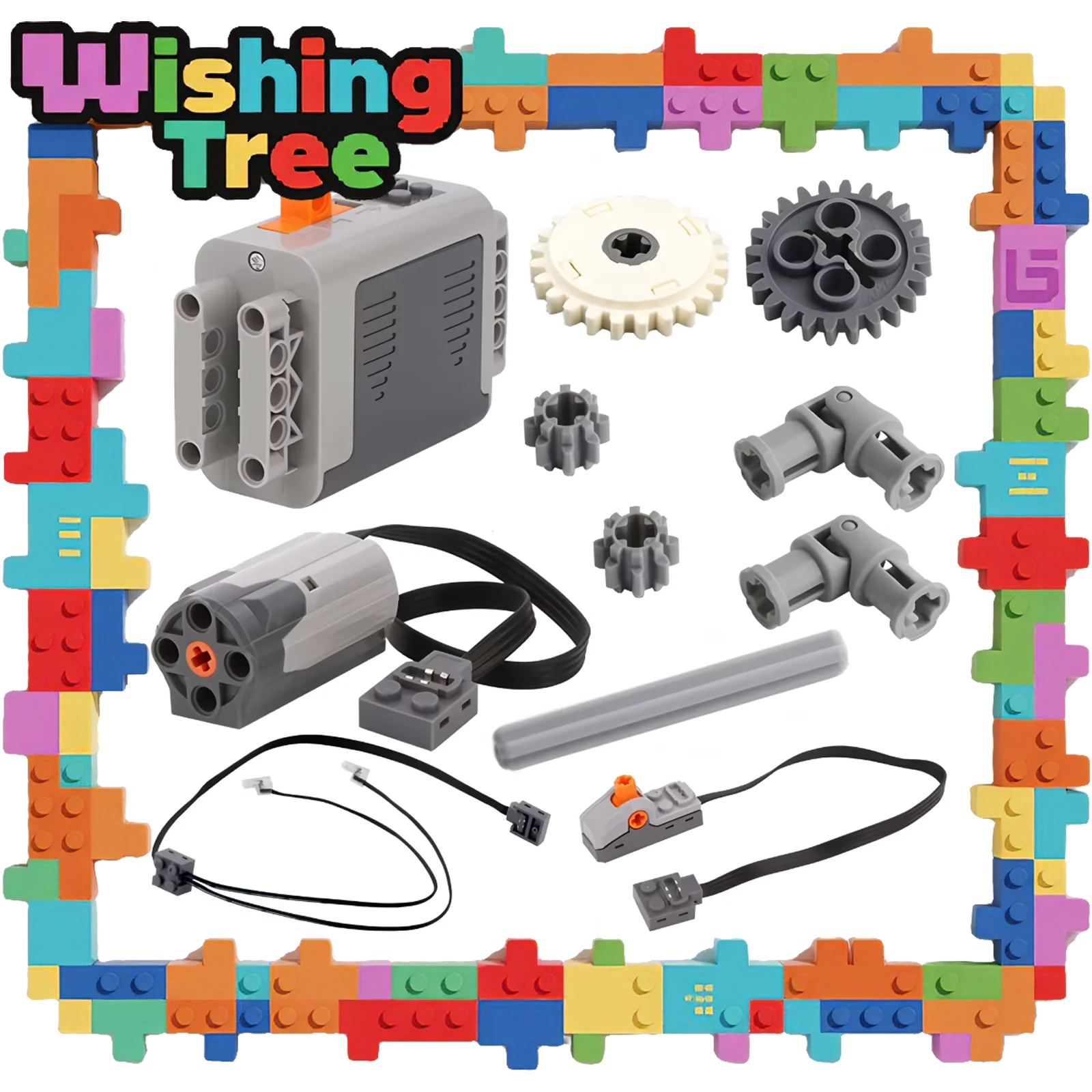 Juego motorizado de bloques de construcción universales con motor/engranajes/interruptores/LED para modelos de coches RC