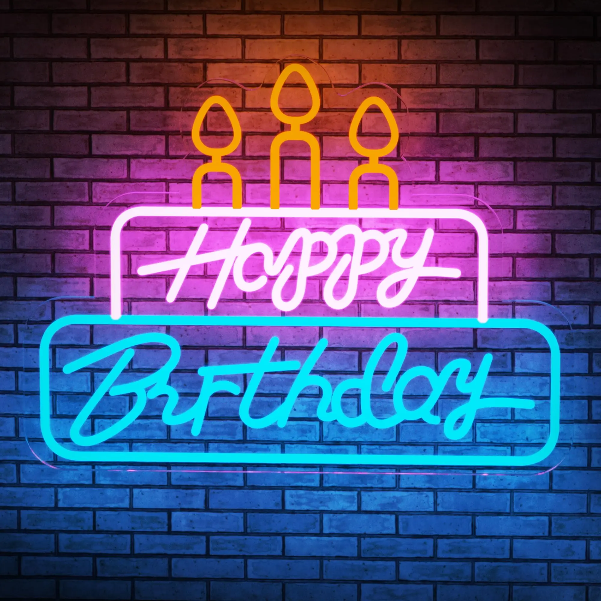 Happy Birthday Neon Sign for Wall Decor Neon Sign for backdrop Happy Birthday LED Neon Light up Sign for Party Decoration
