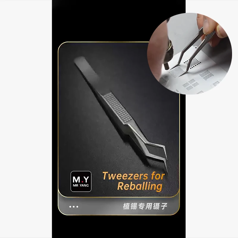 M.Y Precision Tweezers for BGA Reballing Soldering Tool Phone PCB Chip Positioning Solder Ball Placement Repair Tool