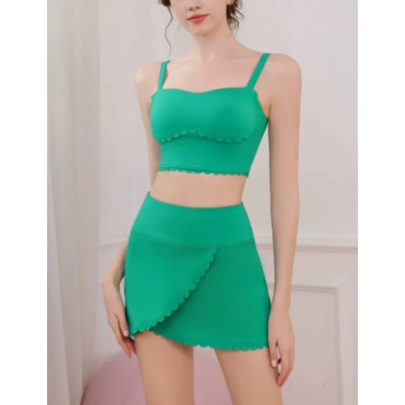 

Vest Set for Women 2025 New Shock-absorbing Gathering Straps High-end Sports and Fitness High Waisted Skirt Set